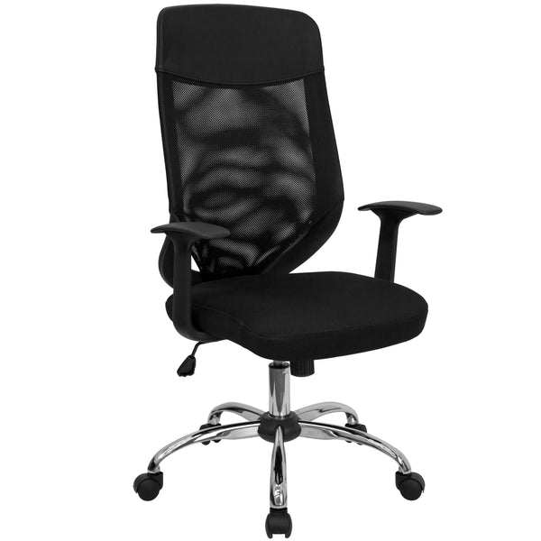 High Back Black Mesh Executive Swivel Office Chair with Arms