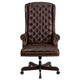 Brown |#| High Back Tufted Brown LeatherSoft Executive Swivel Ergonomic Office Chair