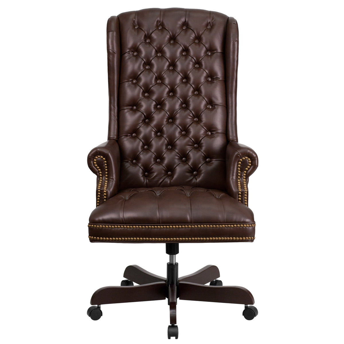 Brown |#| High Back Tufted Brown LeatherSoft Executive Swivel Ergonomic Office Chair