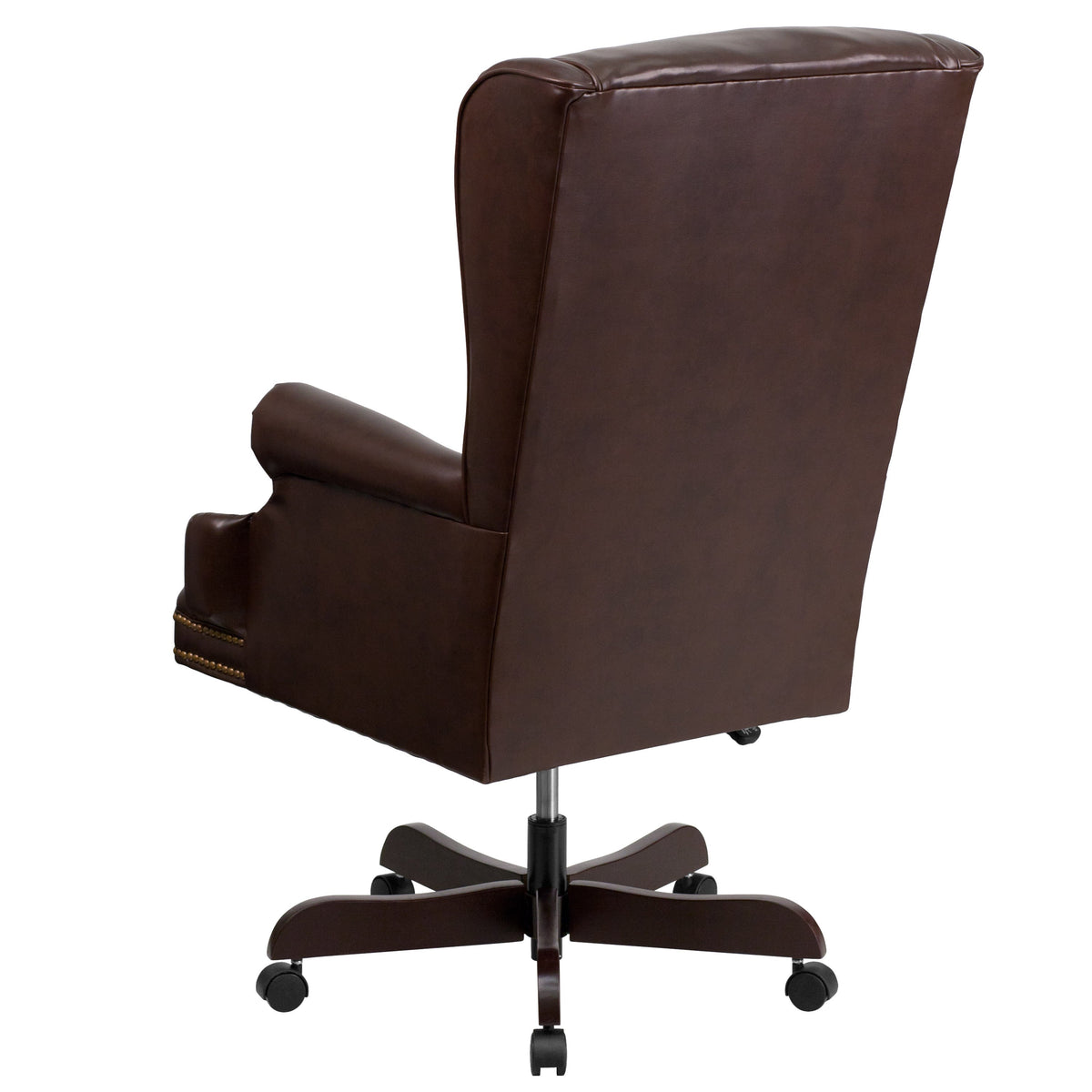 Brown |#| High Back Tufted Brown LeatherSoft Ergonomic Office Chair w/Oversized Headrest