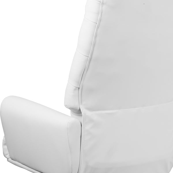 White |#| High Back Traditional Tufted White LeatherSoft Executive Swivel Office Chair