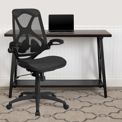High Back Transparent Mesh Executive Swivel Ergonomic Office Chair with Adjustable Lumbar, 2-Paddle Control and Flip-Up Arms - View 2