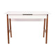 White Top/Walnut Frame |#| Home Office Writing Computer Desk with Drawer - Table Desk, White/Walnut