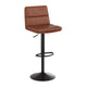 Cognac |#| Set of 2 Commercial Armless Adjustable Height Barstools in Cognac LeatherSoft