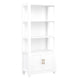 White Frame/Polished Brass Hardware |#| White 4 Tier Shaker Style Bookcase with Cabinet and Polished Brass Hardware