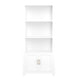 White Frame/Polished Brass Hardware |#| White 4 Tier Shaker Style Bookcase with Cabinet and Polished Brass Hardware