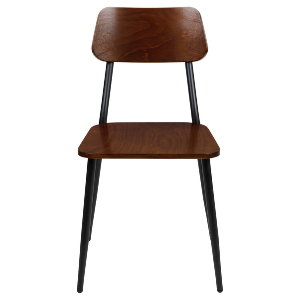 2 Pack Industrial Wood Dining Chair with Gunmetal Steel Frame