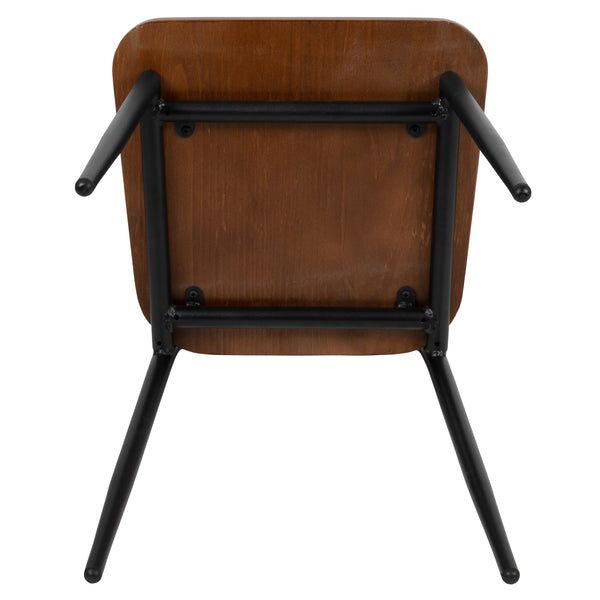 2 Pack Industrial Wood Dining Chair with Gunmetal Steel Frame