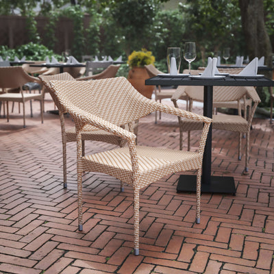 Jace Commercial Grade Stacking Patio Chair, All Weather PE Rattan Wicker Patio Dining Chair - View 2