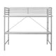 Gray |#| Sturdy Metal Loft Bed Frame in Gray with Desk and Safety Rails - Twin
