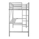 Gray |#| Sturdy Metal Loft Bed Frame in Gray with Desk and Safety Rails - Twin