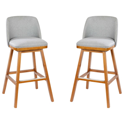 Julia Set of 2 Transitional Upholstered Barstools with Nailhead Trim and Solid Wood Frames