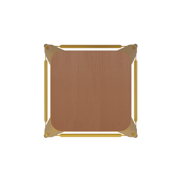 Yellow/Teak |#| Indoor/Outdoor Backless Counter Stool with Poly Seat - Yellow/Teak