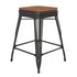 Kai Commercial Grade 24" High Backless Metal Indoor-Outdoor Counter Height Stool with Poly Resin Wood Seat