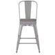 Silver/Gray |#| All-Weather Commercial Counter Stool with Removable Back/Poly Seat-Silver/Gray