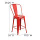 Red/Teak |#| All-Weather Commercial Counter Stool with Removable Back/Poly Seat-Red/Teak