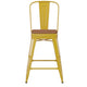 Yellow/Teak |#| All-Weather Commercial Counter Stool with Removable Back/Poly Seat-Yellow/Teak