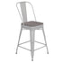 Kai Commercial Grade 24" High Metal Indoor-Outdoor Counter Height Stool with Removable Back and All-Weather Poly Resin Seat