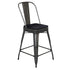 Kai Commercial Grade 24" High Metal Indoor-Outdoor Counter Height Stool with Removable Back and All-Weather Poly Resin Seat
