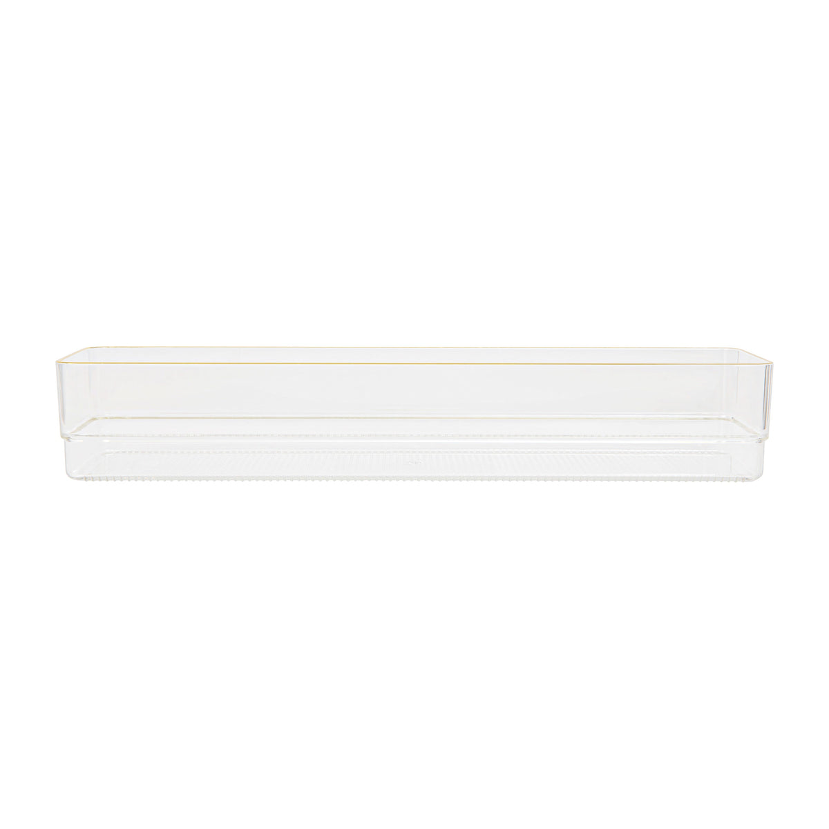 Set of 2 Plastic Stacking Desk Drawer Organizers with Gold Trim - 15 x 6