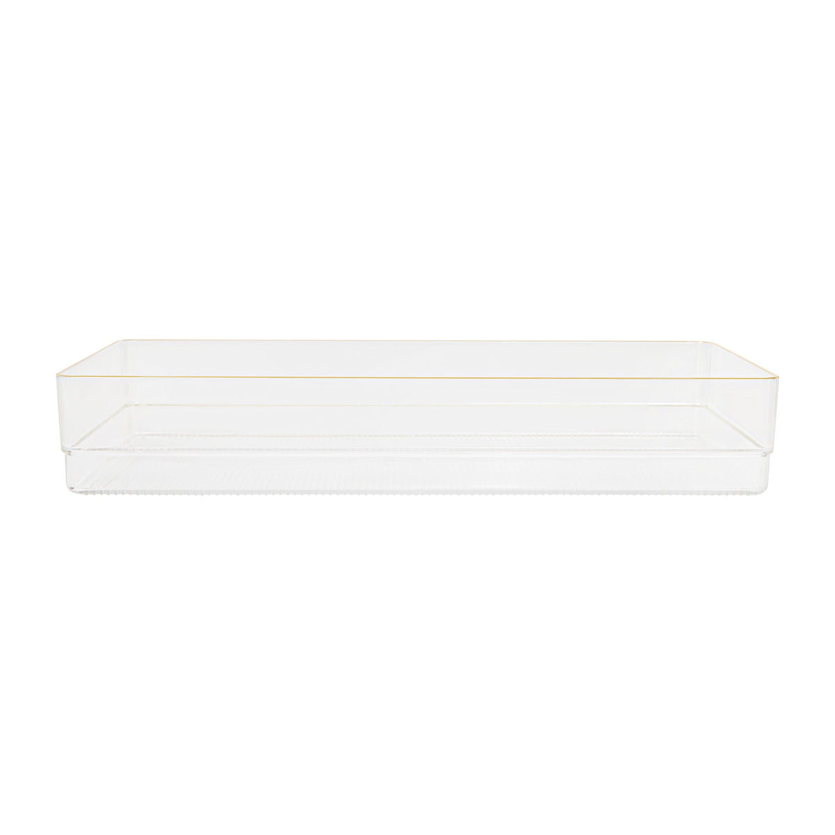 Set of 8 Plastic Stacking Desk Drawer Organizers with Gold Trim - 9 x 3