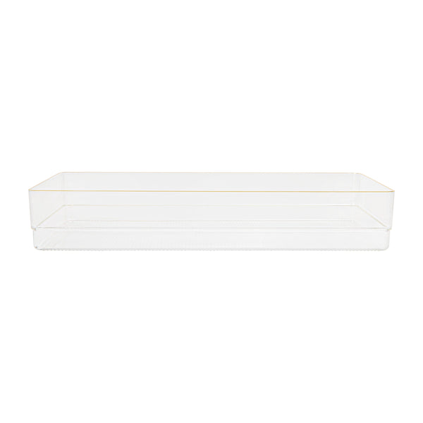 Set of 8 Plastic Stacking Desk Drawer Organizers with Gold Trim - 9 x 3