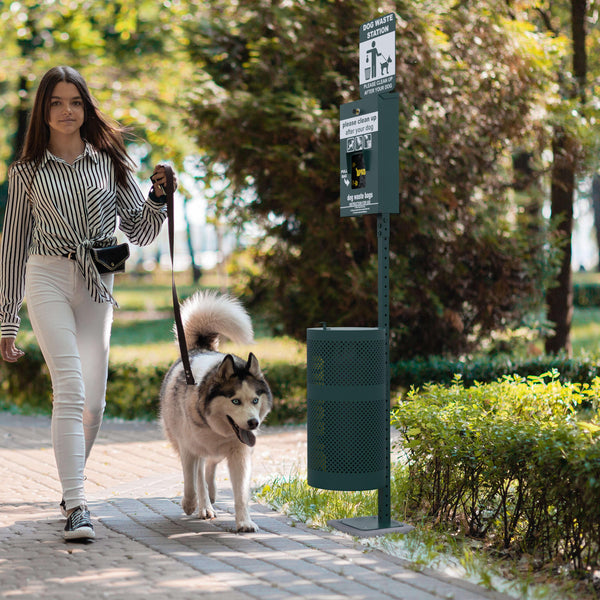 Mountable Locking Pull Out Pet Waste Bag Dispenser with Hand Sanitizer Bottle