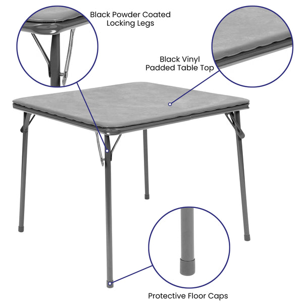 Gray |#| Kids Gray 5 Piece Folding Activity Table and Chair Set for Home & Daycare