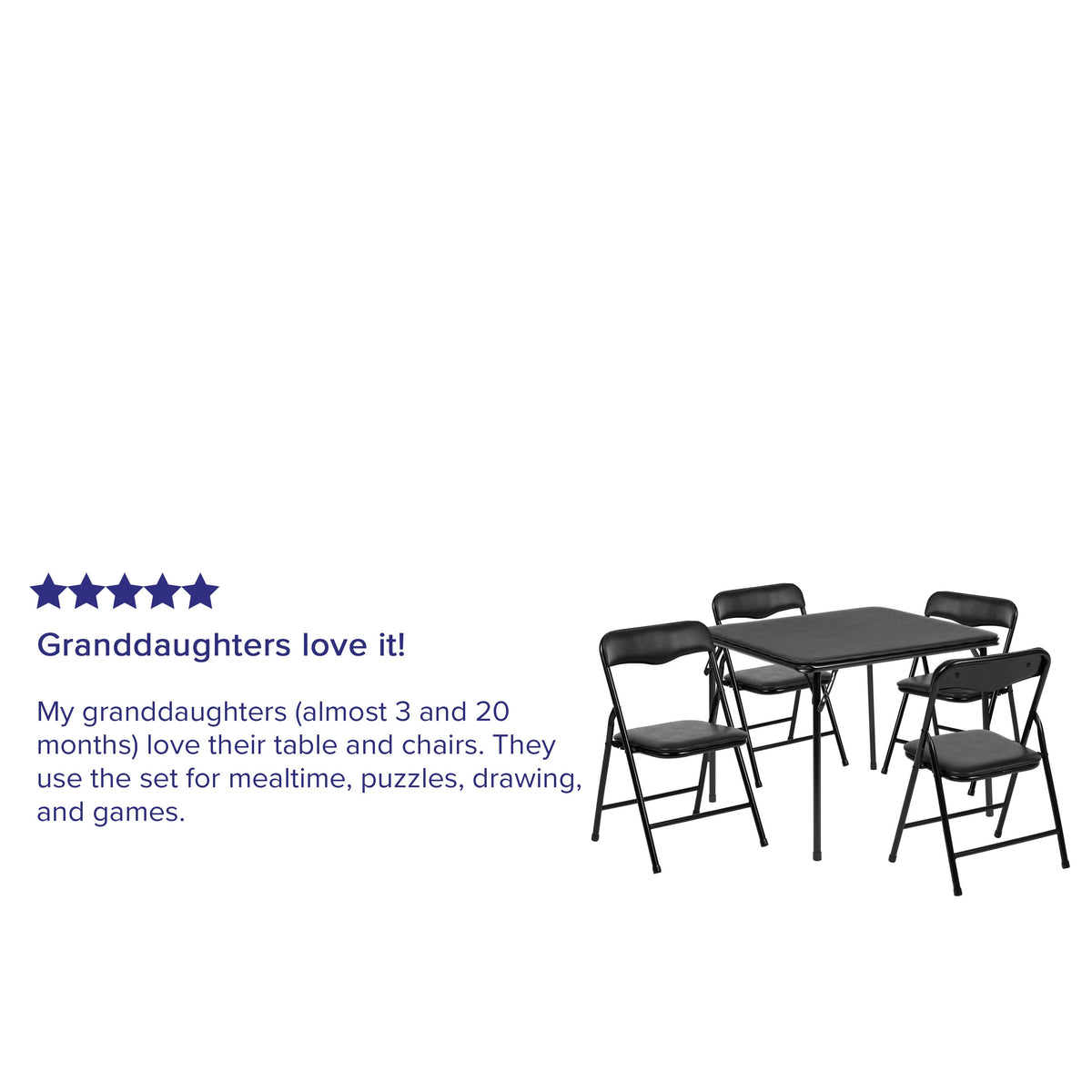 Black |#| Kids Black 5 Piece Folding Table and Chair Set - Kids Activity Table Set