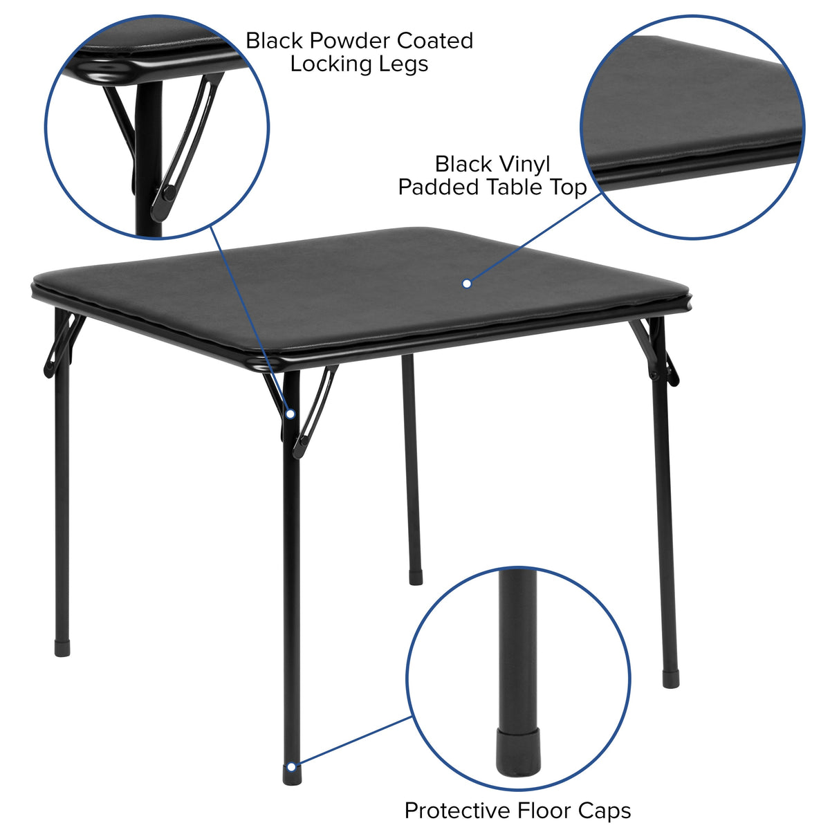 Black |#| Kids Black 5 Piece Folding Table and Chair Set - Kids Activity Table Set