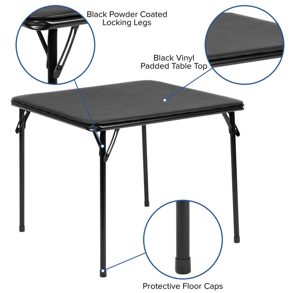 Black |#| Kids Black 5 Piece Folding Table and Chair Set - Kids Activity Table Set