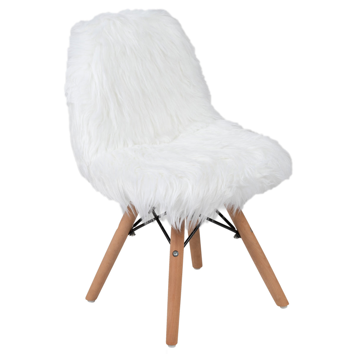 White |#| Kids Shaggy Dog White Accent Chair - Desk Chair - Playroom Chair