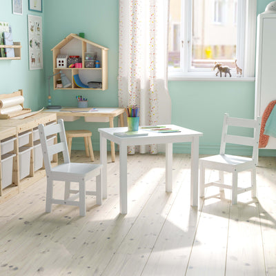 Kids Solid Hardwood Table and Chair Set for Playroom, Bedroom, Kitchen - 3 Piece Set - View 2