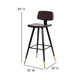 Brown |#| Set of 2 Brown LeatherSoft Barstools with Black Iron Frame and Gold Tipped Legs