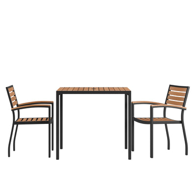 Lark 3 Piece Outdoor Dining Table Set - Synthetic Teak Poly Slats - Lark 3Lark 5