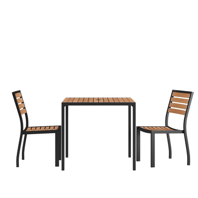 Lark 3 Piece Patio Table Set - Synthetic Teak Poly Slats - Lark 3Lark 5