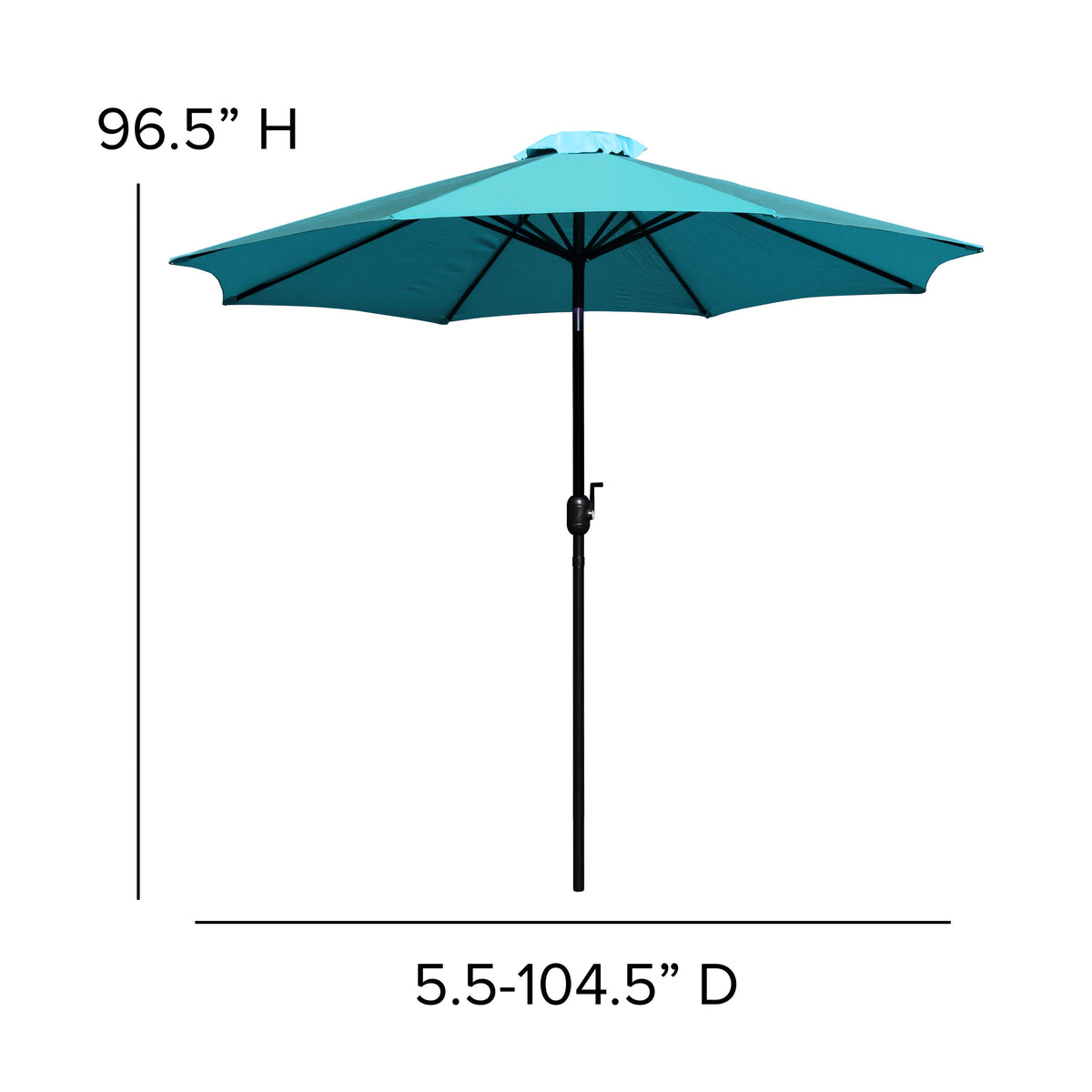 Teal |#| 35inch Square Faux Teak Patio Table, 2 Chairs and Teal 9FT Patio Umbrella with Base