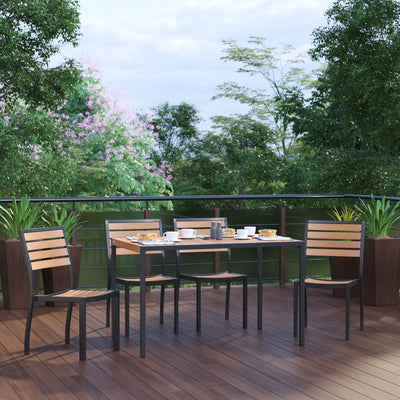 Lark 5 Piece Patio Table Set - Synthetic Teak Poly Slats - Lark 30