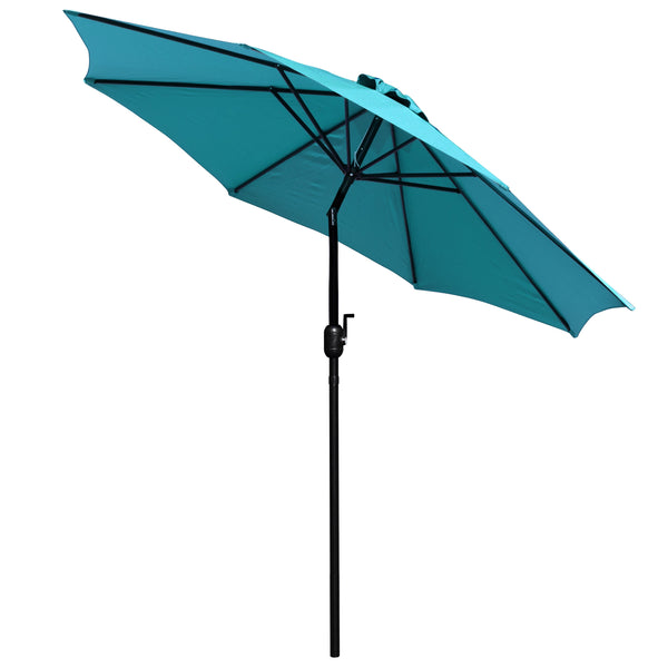 Teal |#| Faux Teak 35inch Square Patio Table, 4 Chairs & Teal 9FT Patio Umbrella with Base