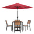 Lark 7 Piece All-Weather Deck or Patio Set with Stacking Faux Teak Chairs, Faux Teak Table & Umbrella with Base