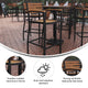 Teak |#| Commercial Grade Outdoor Bar Stool with Armrests and Poly Resin Slats - Teak