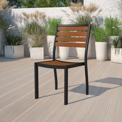 Lark Outdoor Side Chair with Faux Teak Poly Slats