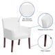 White |#| White LeatherSoft Executive Side Reception Chair with Mahogany Legs