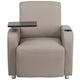 Gray |#| Gray LeatherSoft Guest Chair with Tablet Arm, Chrome Legs and Cup Holder