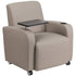 LeatherSoft Guest Chair with Tablet Arm, Front Wheel Casters and Cup Holder