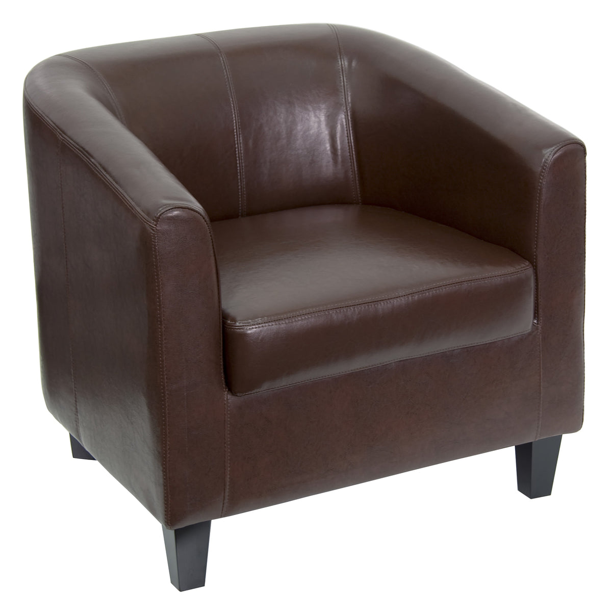 Brown |#| Brown LeatherSoft Lounge Chair with Sloping Arms - Reception and Guest Seating