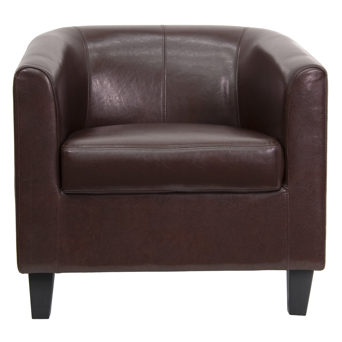 Brown |#| Brown LeatherSoft Lounge Chair with Sloping Arms - Reception and Guest Seating