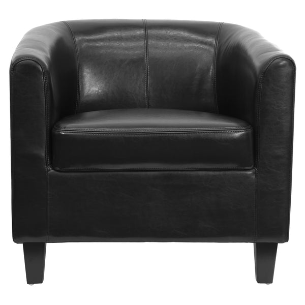 Black |#| Black LeatherSoft Lounge Chair with Sloping Arms - Reception and Guest Seating