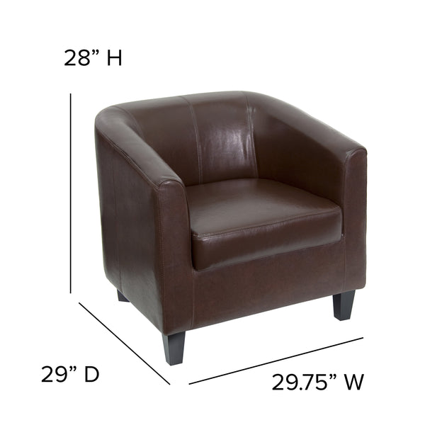 Brown |#| Brown LeatherSoft Lounge Chair with Sloping Arms - Reception and Guest Seating