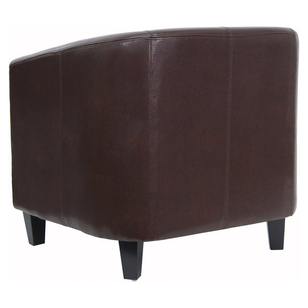 Brown |#| Brown LeatherSoft Lounge Chair with Sloping Arms - Reception and Guest Seating